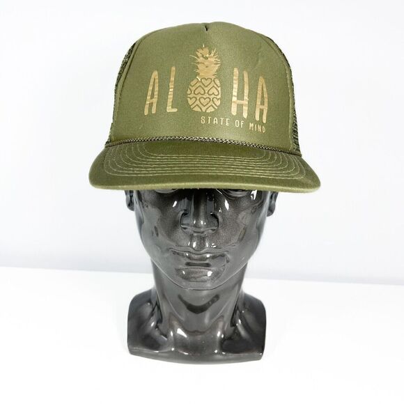 OTTO Hawaiian State Of Mind Green Foam Trucker Hat NEW - Picture 1 of 8